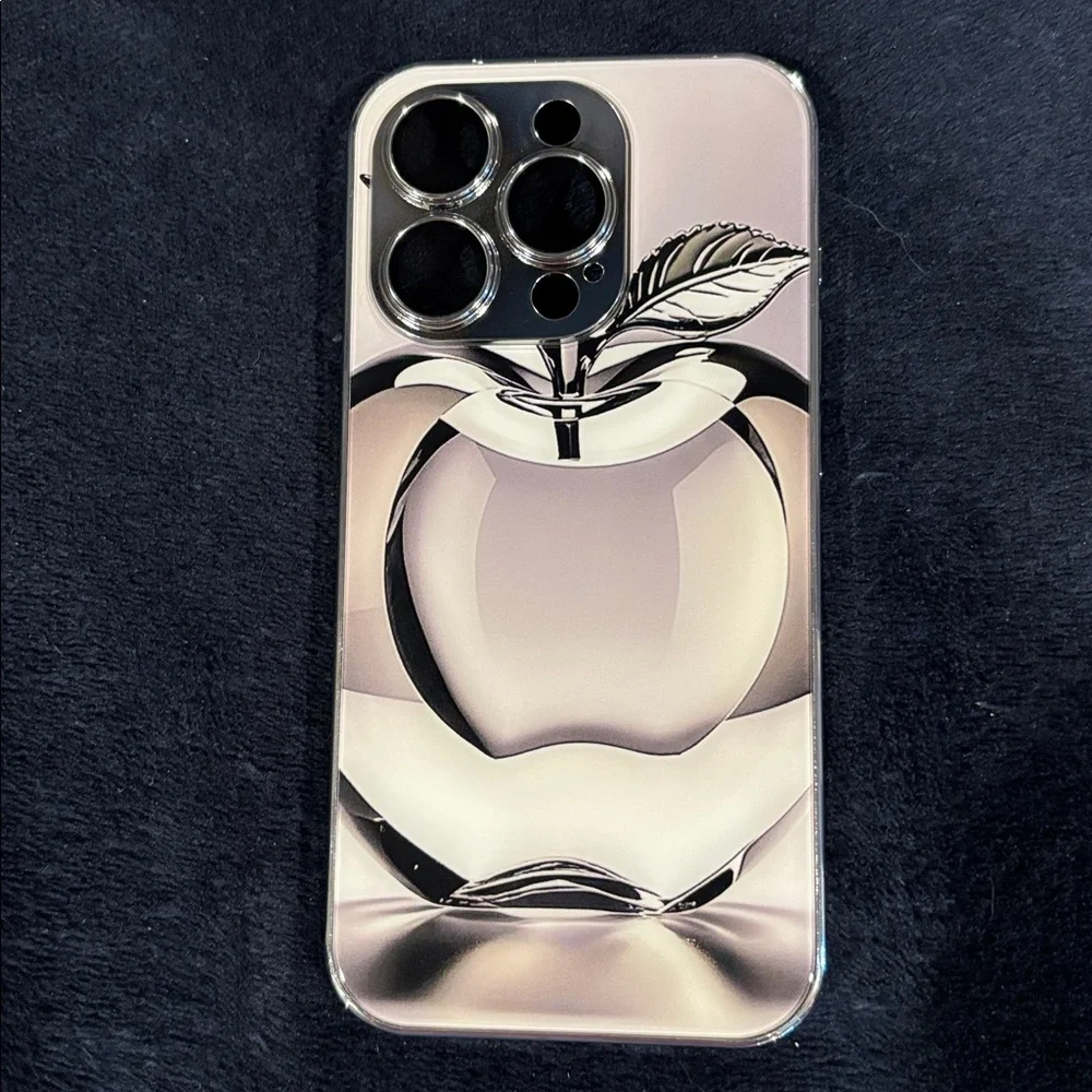 Silver Glass Apple Design I-Phone15 pro Case. SzOS